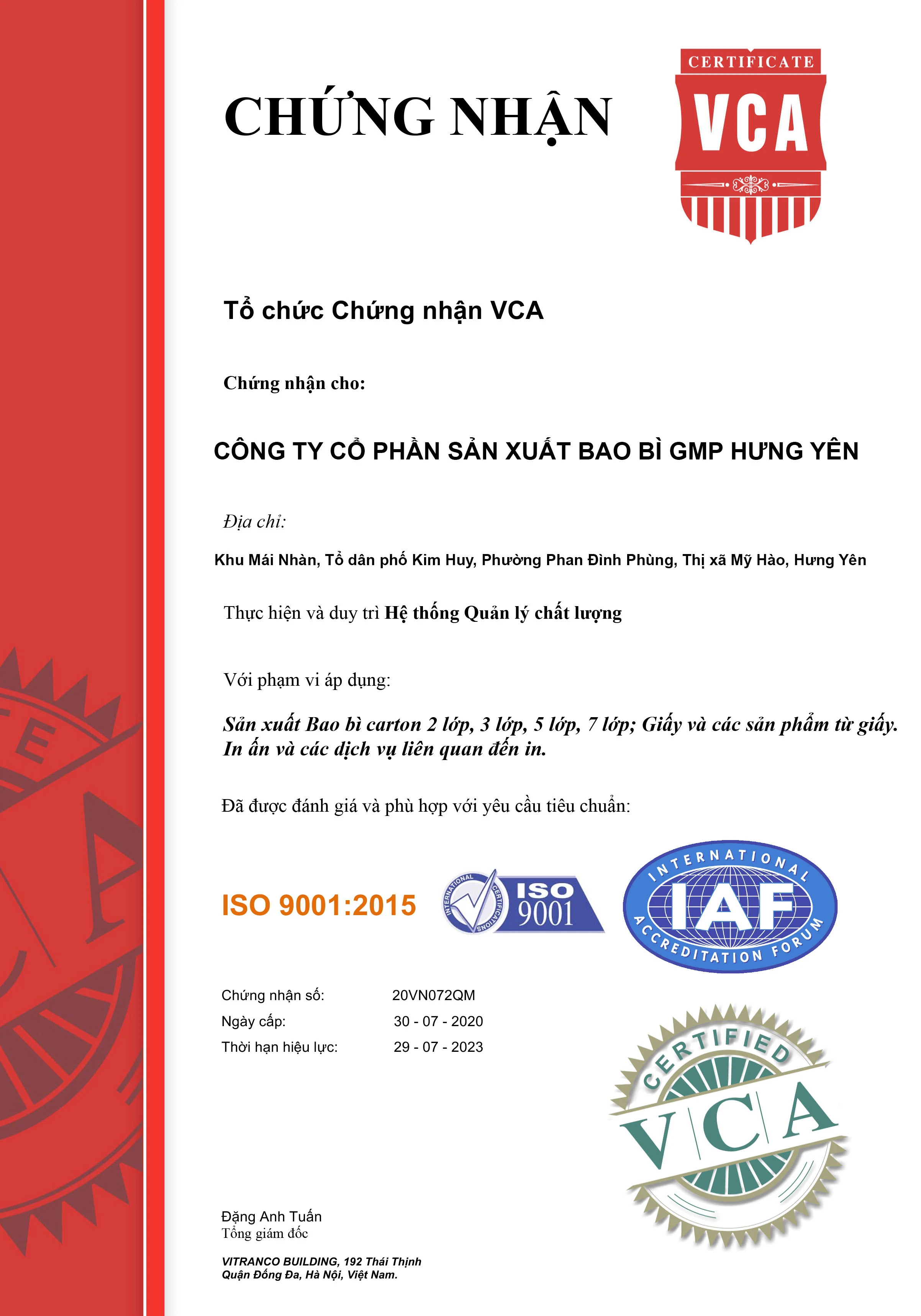 Chứng nhận iso
